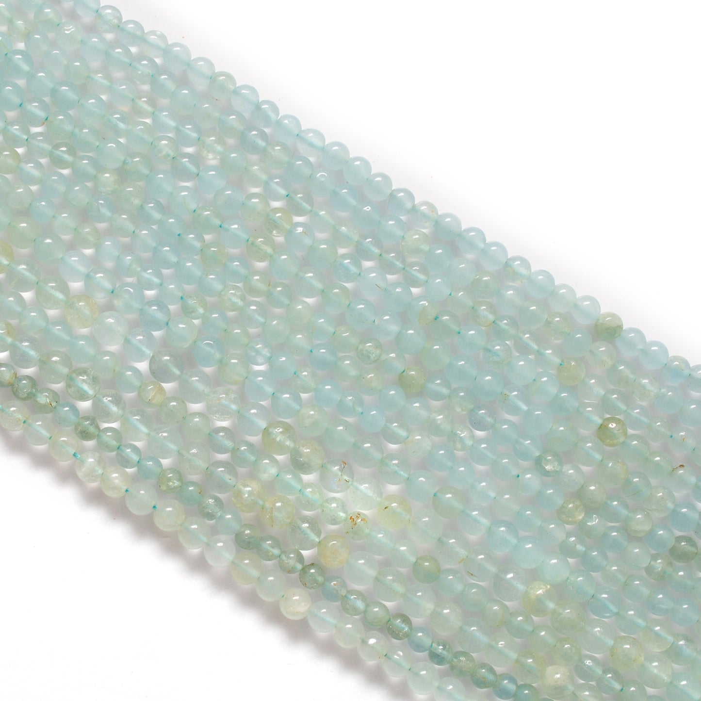 Natural Aquamarine Round Gemstone Beads, 4-5mm – 15" Strand – Handmade Jewelry