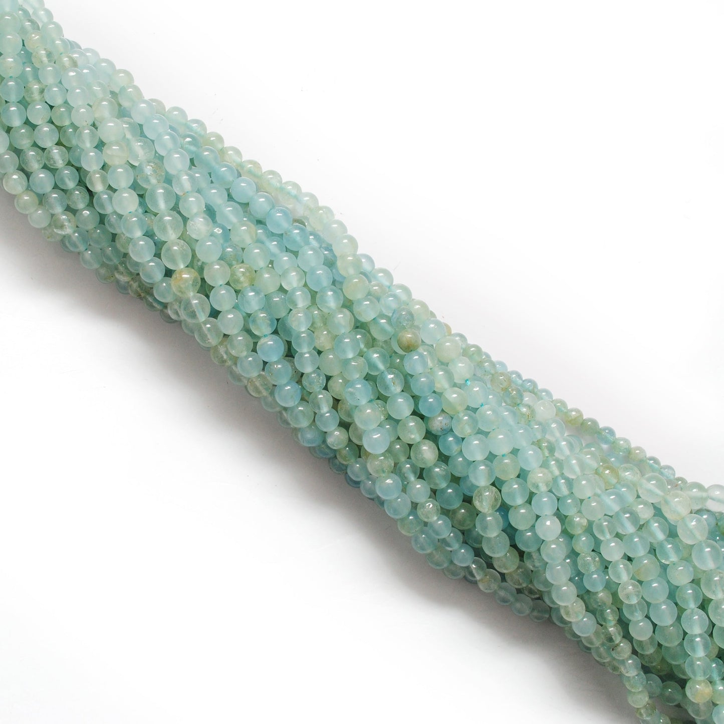 Natural Aquamarine Round Gemstone Beads, 4-5mm – 15" Strand – Handmade Jewelry
