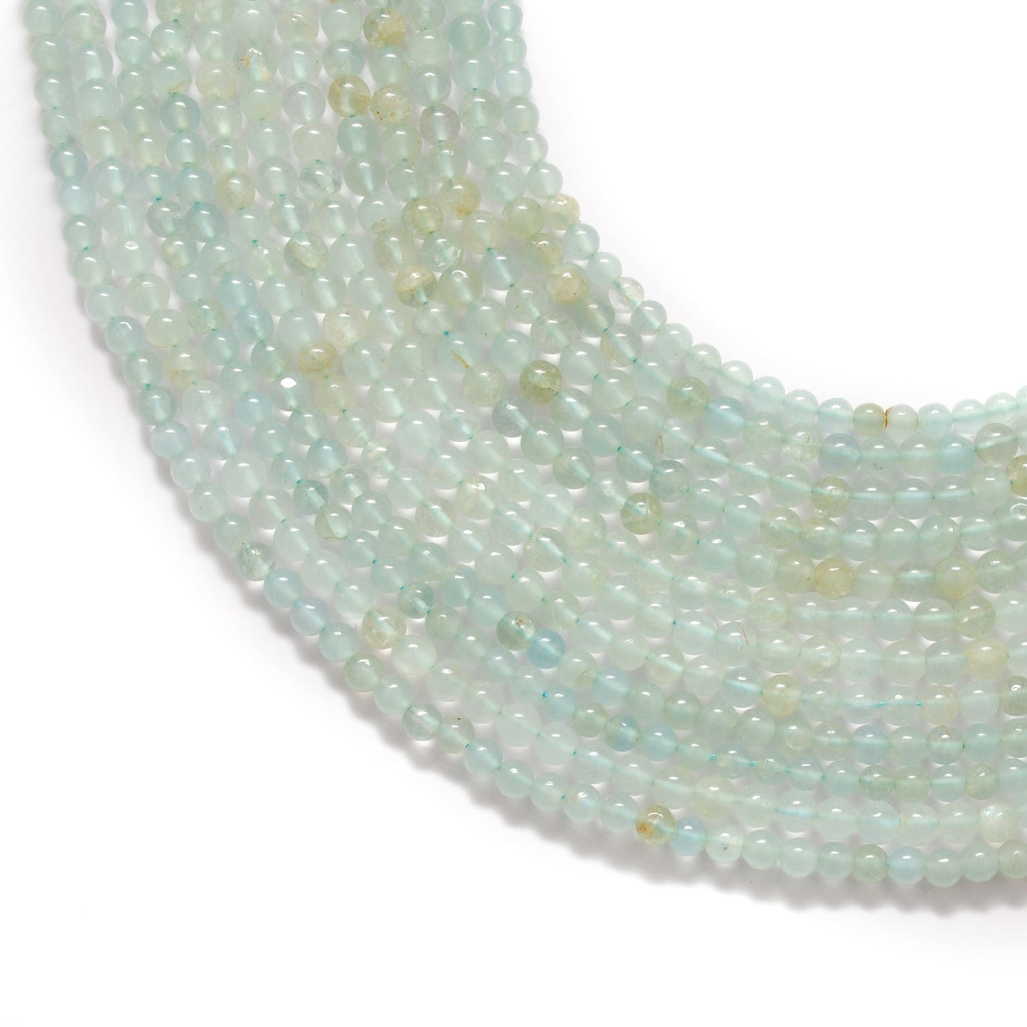 Natural Aquamarine Round Gemstone Beads, 4-5mm – 15" Strand – Handmade Jewelry