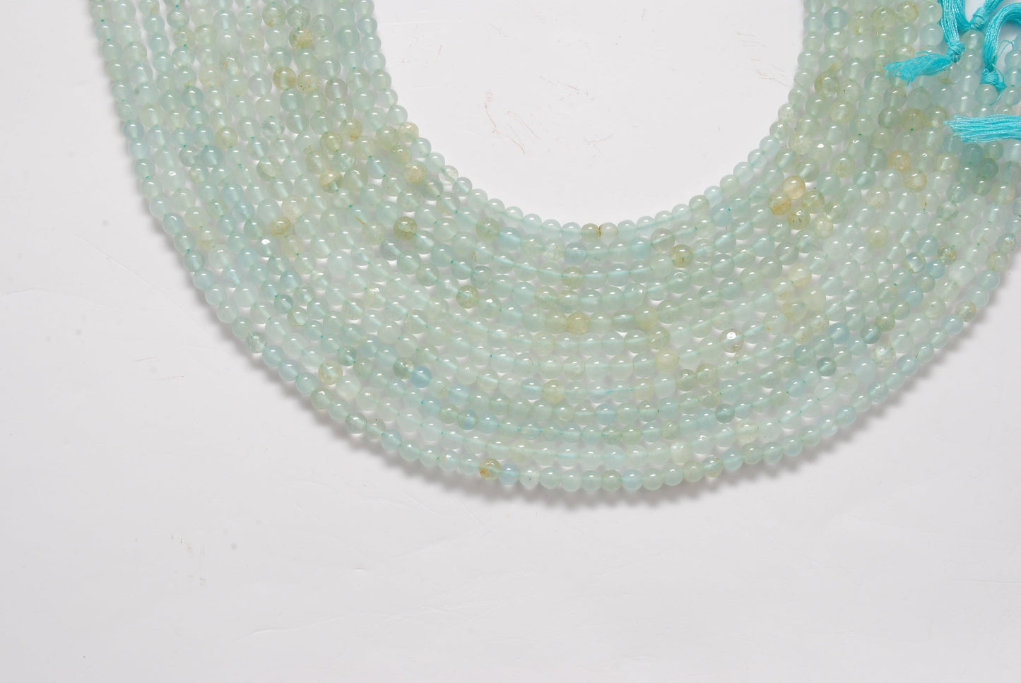 Natural Aquamarine Round Gemstone Beads, 4-5mm – 15" Strand – Handmade Jewelry