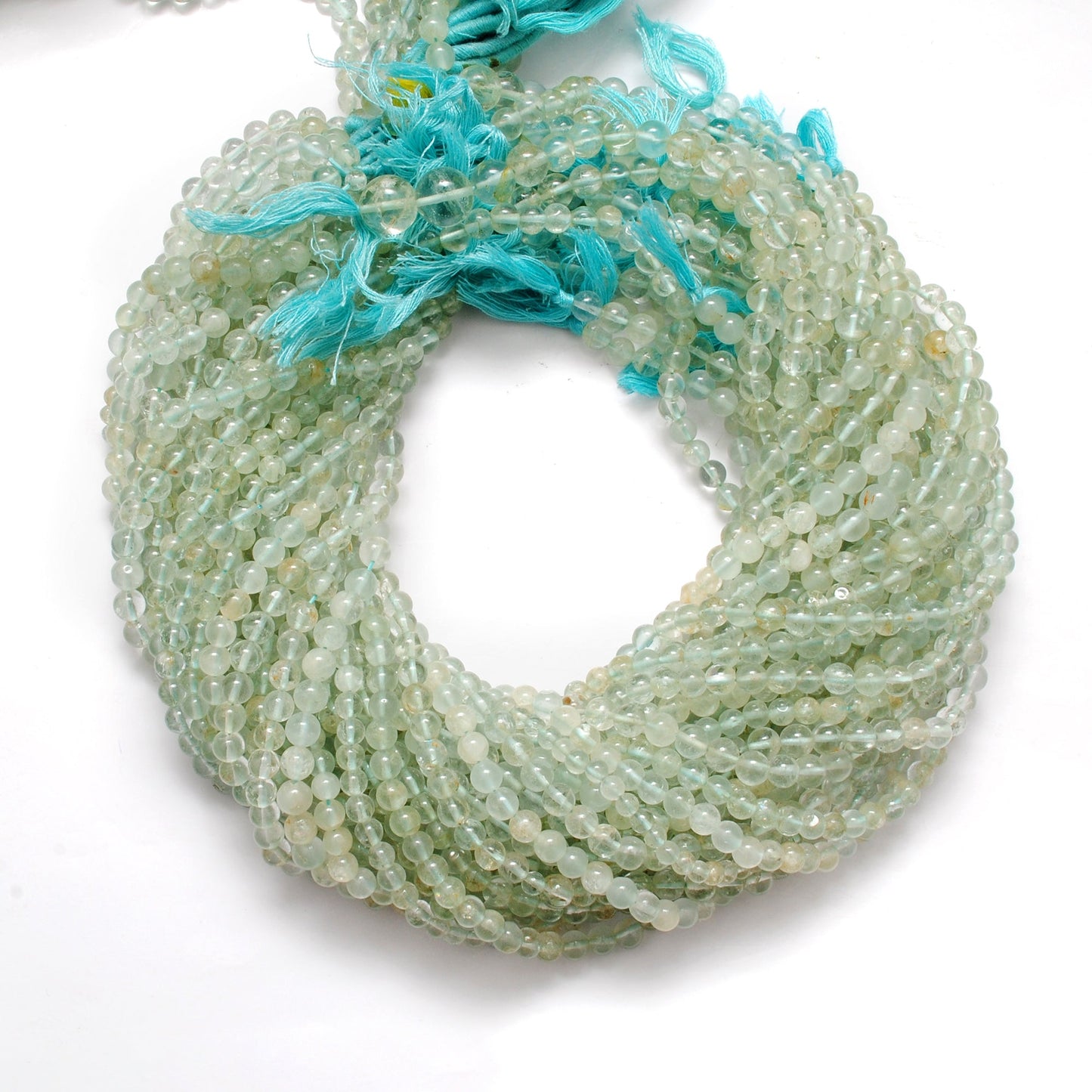 Natural Aquamarine Round Gemstone Beads, 4-5mm – 15" Strand – Handmade Jewelry