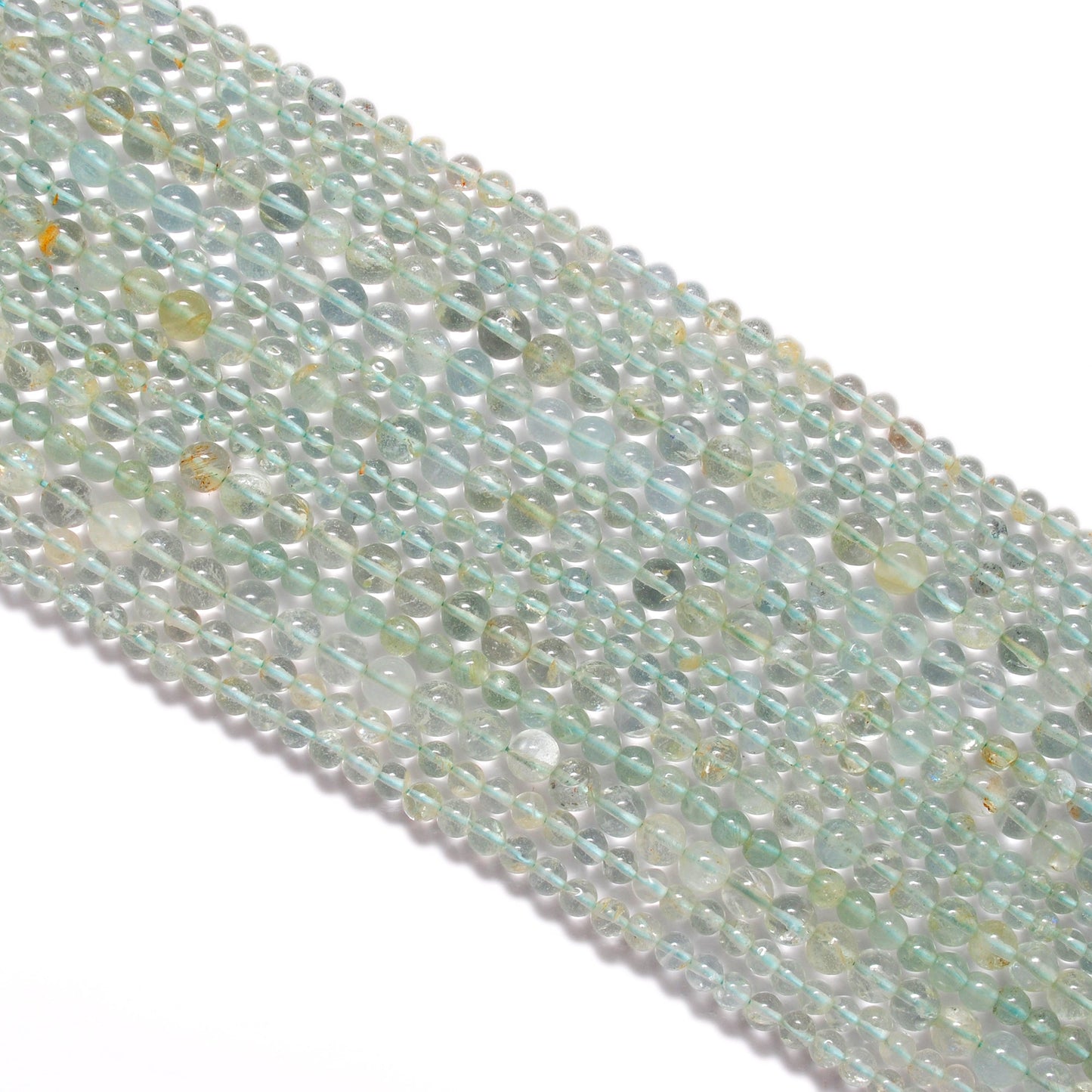 Natural Aquamarine Round Gemstone Beads, 4-5mm – 15" Strand – Handmade Jewelry