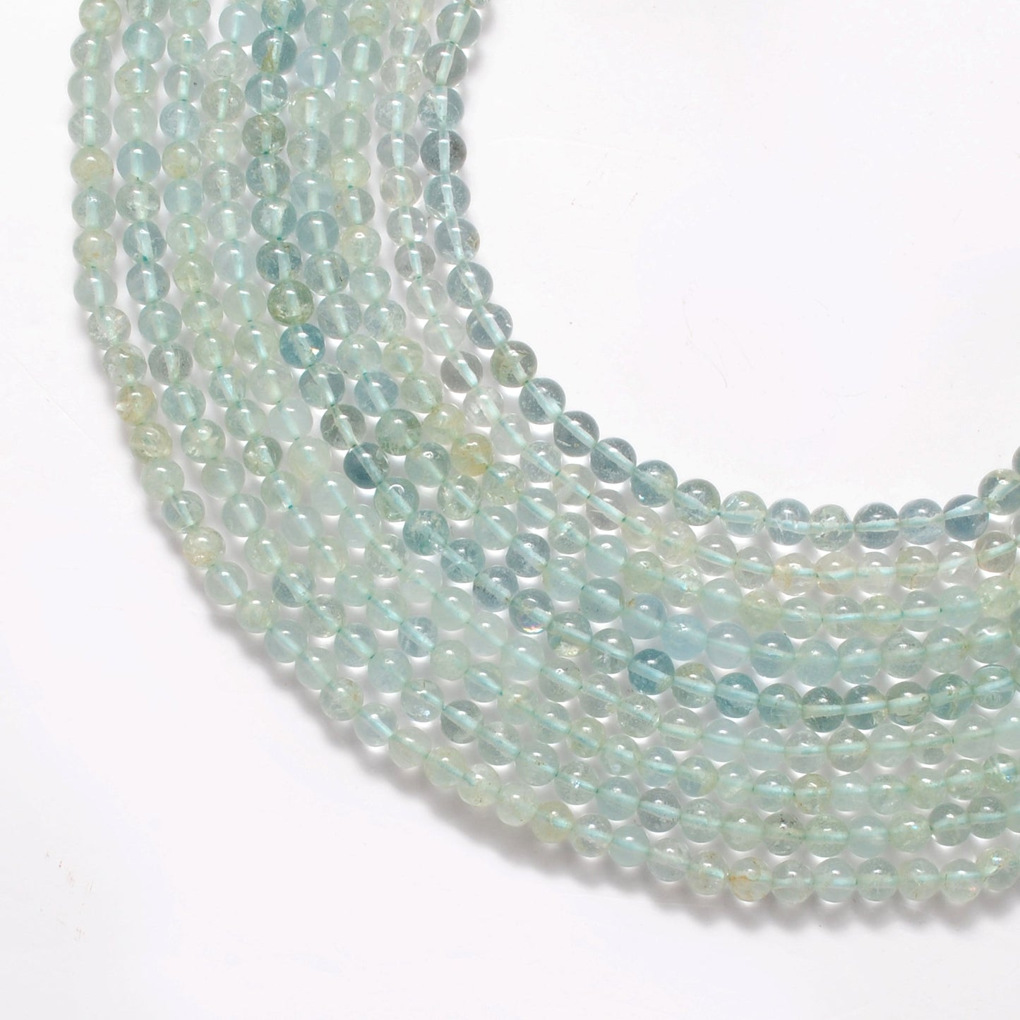 Ocean Blue Aquamarine Gemstone Beads – 5-5.5mm Round – 15" Strand for Jewelry Creators