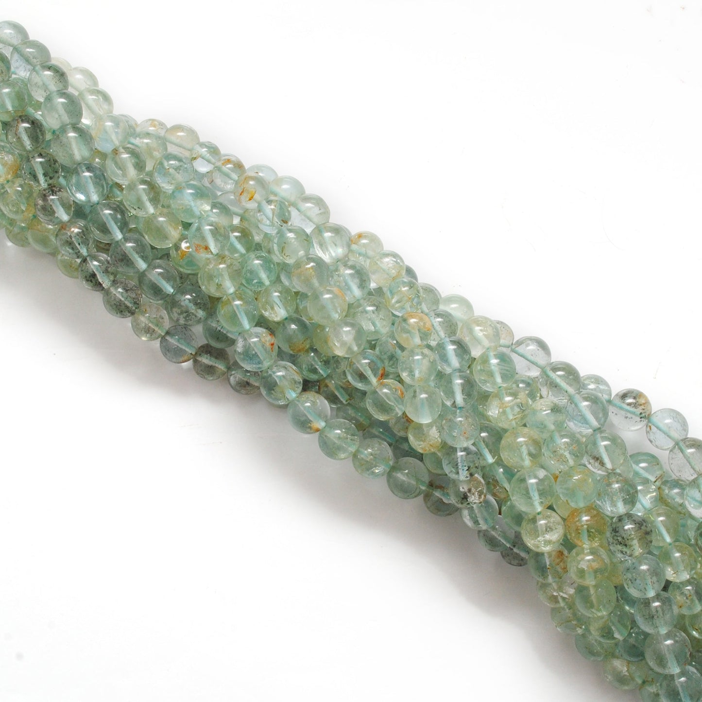7-9mm Natural Aquamarine Smooth Round Beads - 15" Strand - Healing Crystal Gemstone Strand