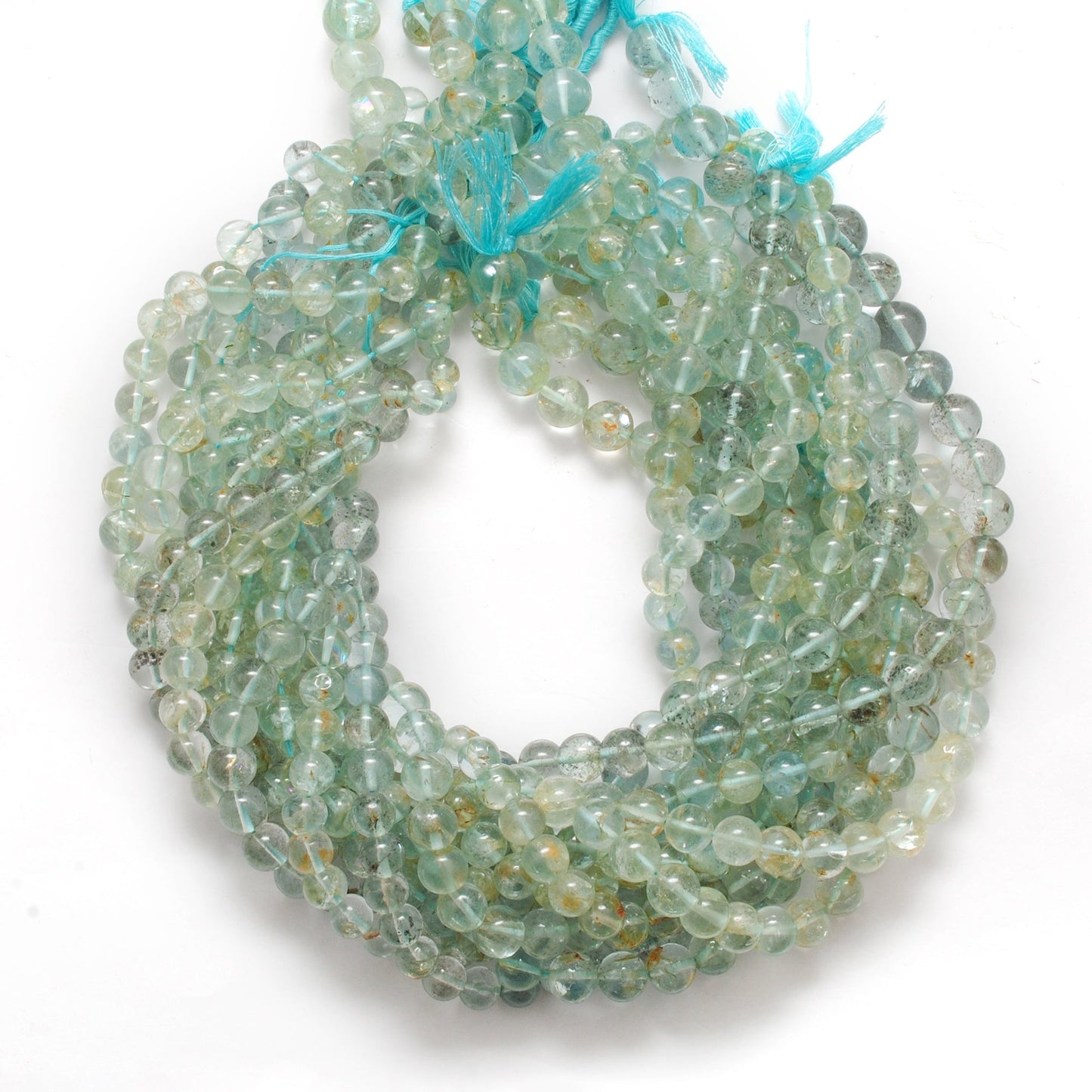 7-9mm Natural Aquamarine Smooth Round Beads - 15" Strand - Healing Crystal Gemstone Strand