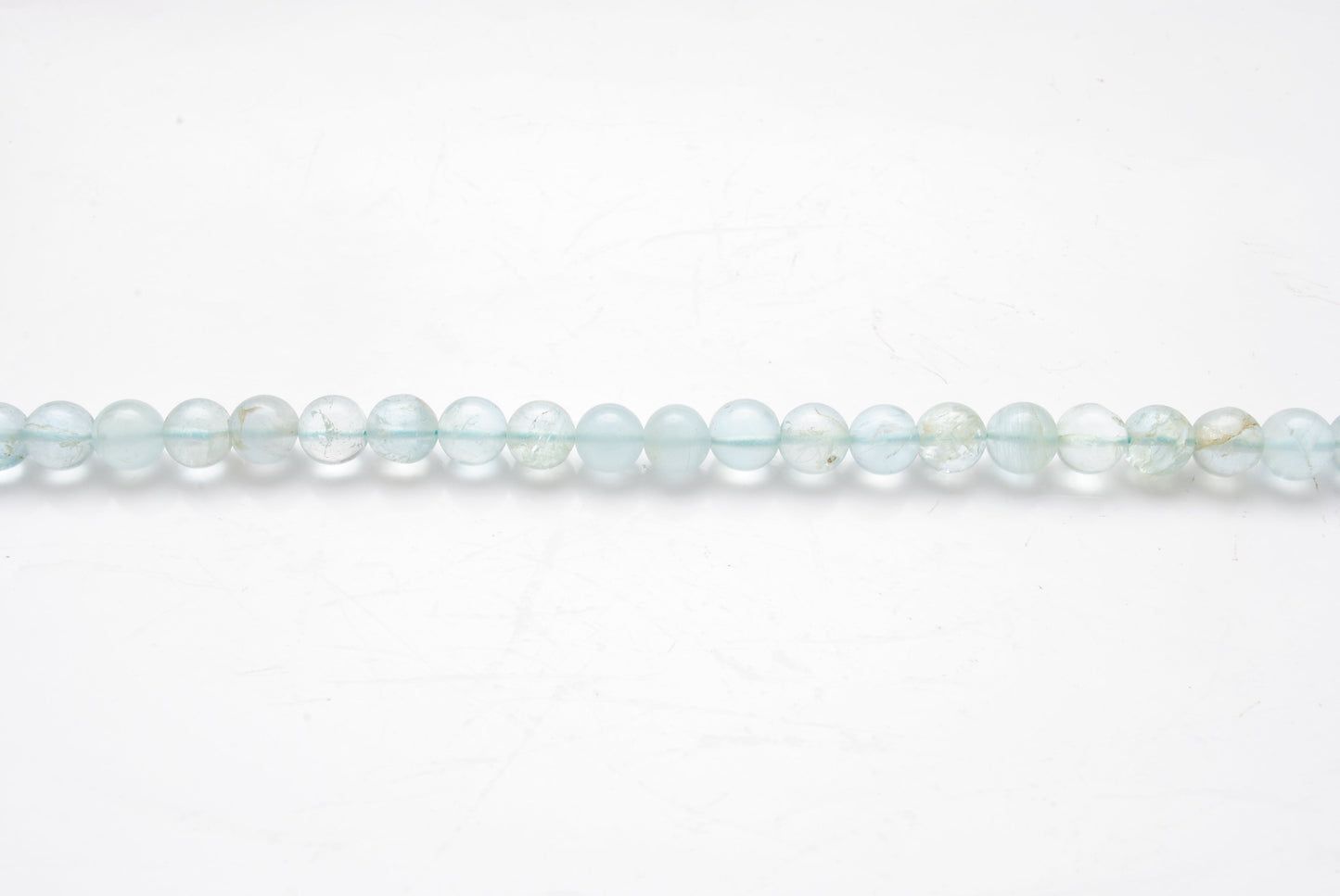 7-9mm Natural Aquamarine Smooth Round Beads - 15" Strand - Healing Crystal Gemstone Strand