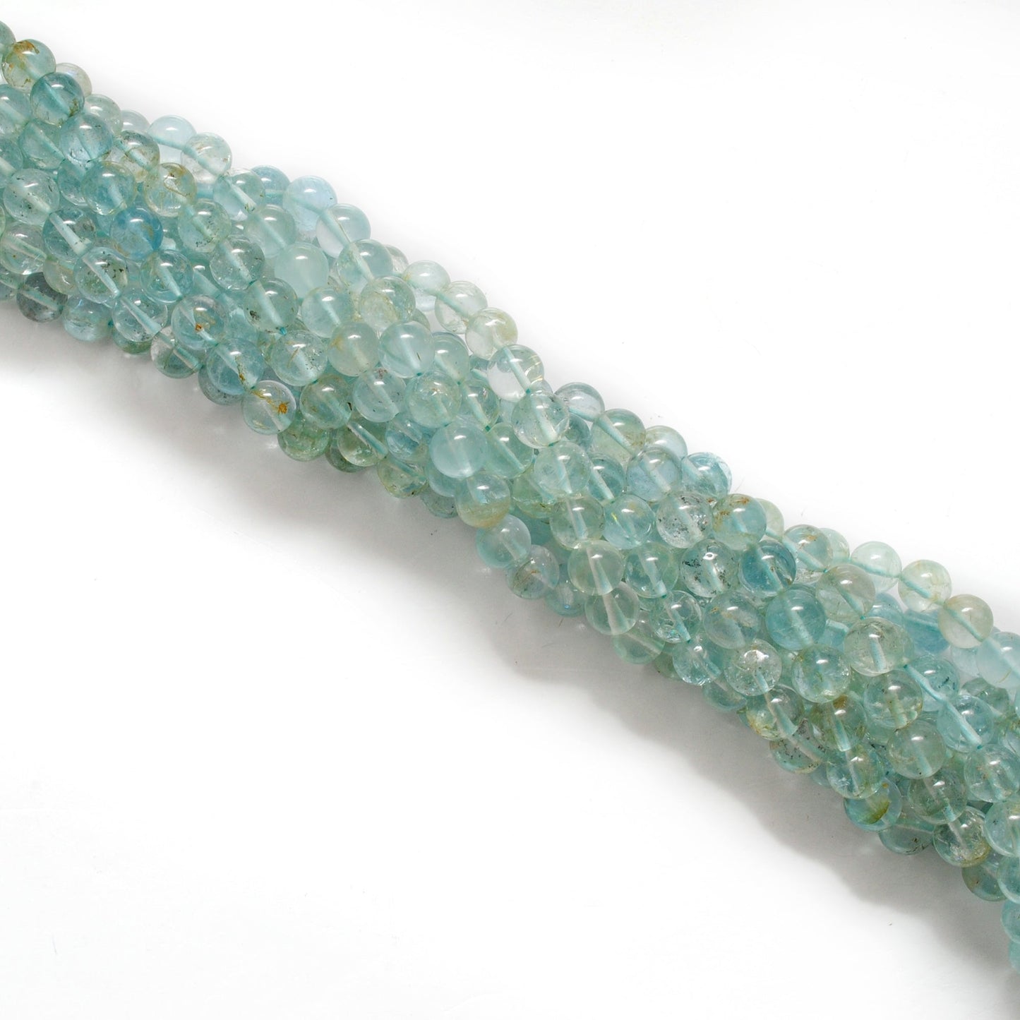 7-9mm Natural Aquamarine Smooth Round Beads - 15" Strand - Healing Crystal Gemstone Strand