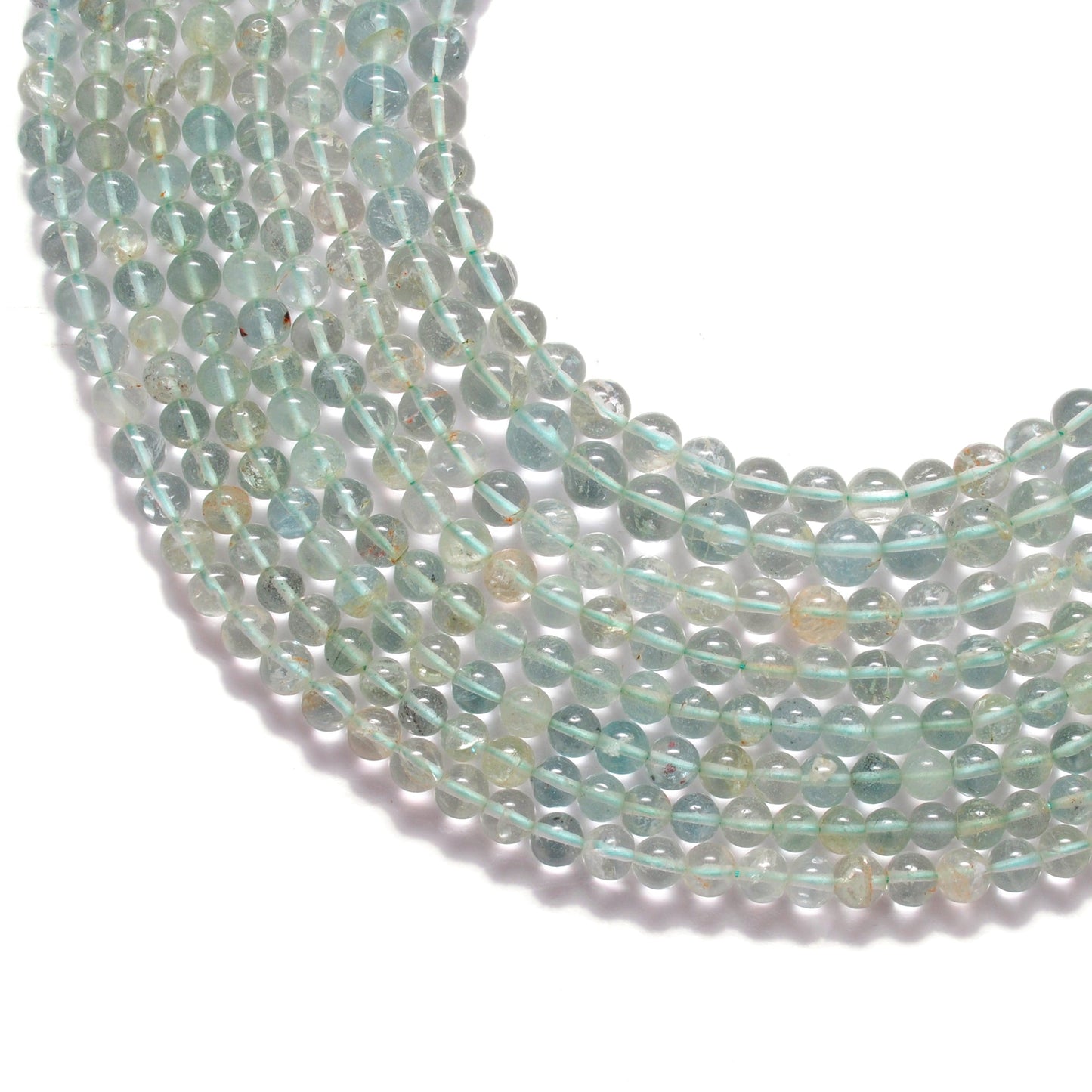 Premium Natural Aquamarine Beads – 6-6.5mm Round – 15" Strand for Jewelry Designers