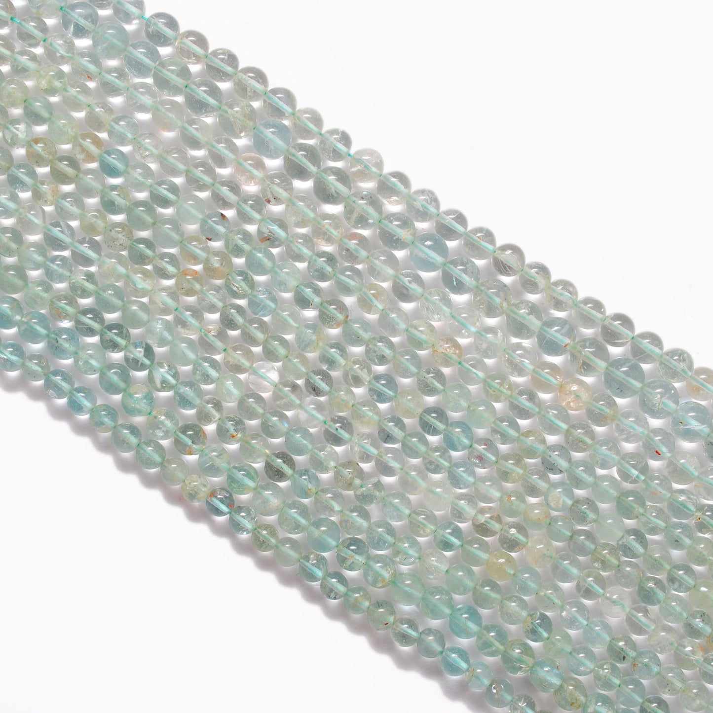 Premium Natural Aquamarine Beads – 6-6.5mm Round – 15" Strand for Jewelry Designers