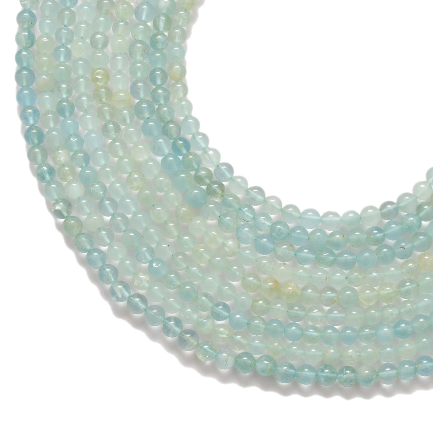 Premium Natural Aquamarine Beads – 6-6.5mm Round – 15" Strand for Jewelry Designers