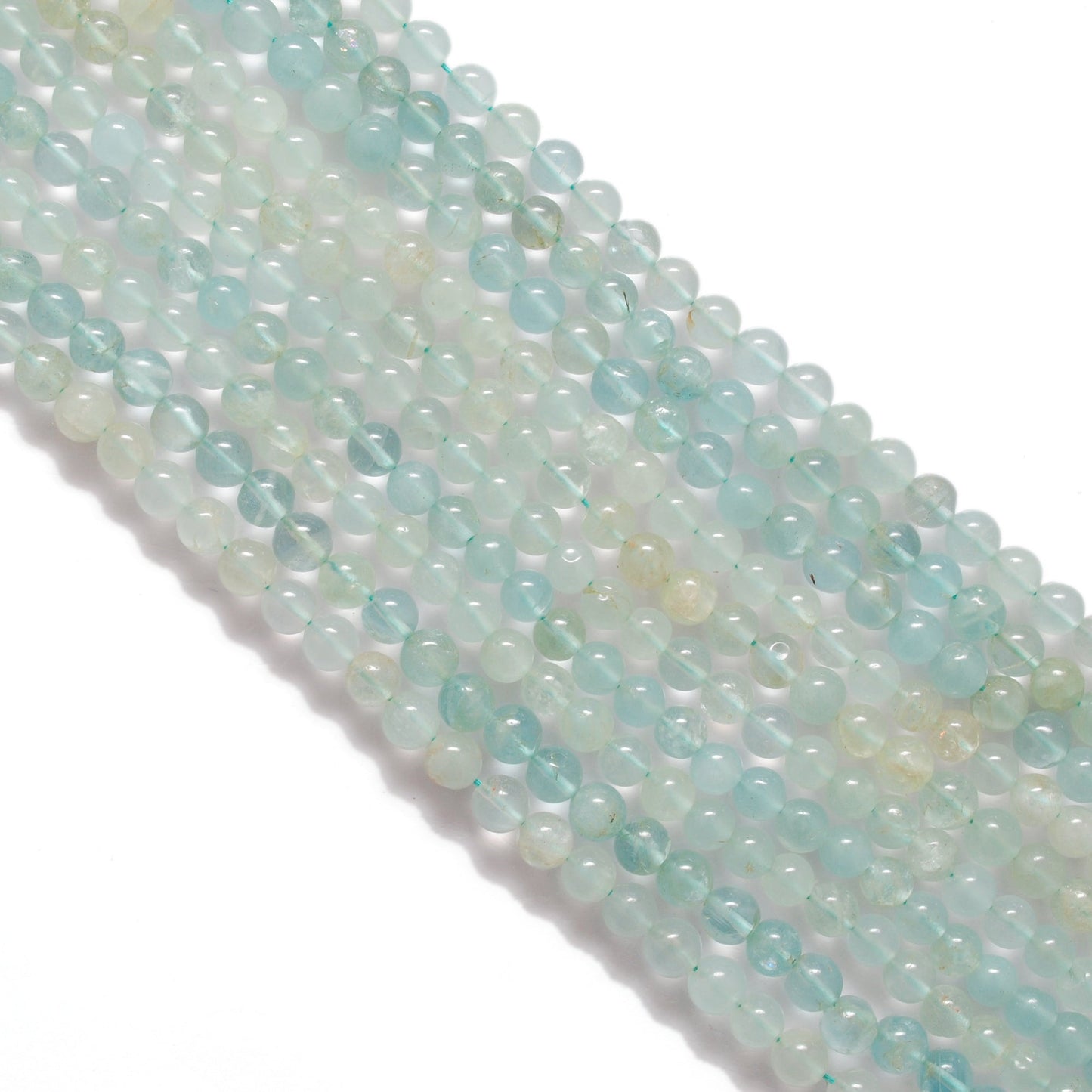 Premium Natural Aquamarine Beads – 6-6.5mm Round – 15" Strand for Jewelry Designers