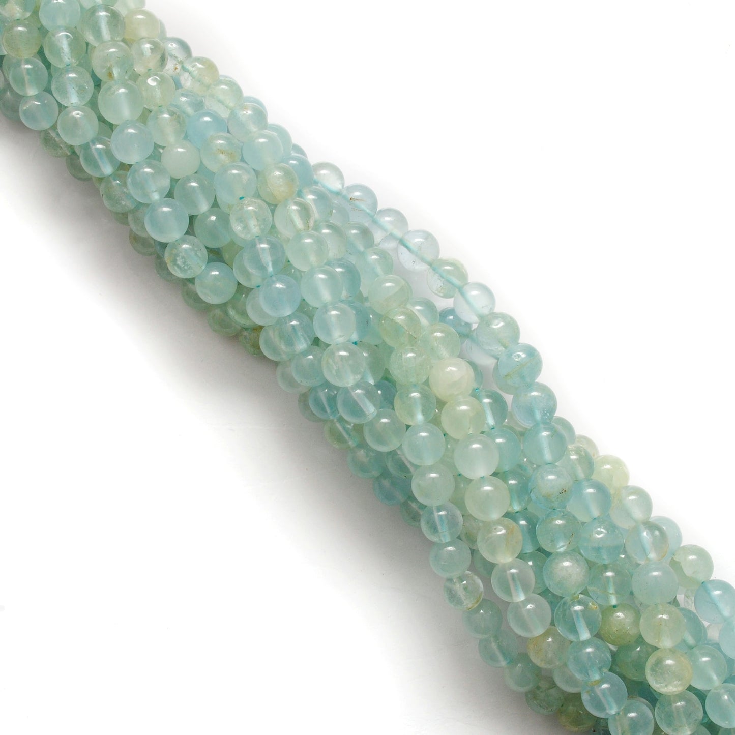 Premium Natural Aquamarine Beads – 6-6.5mm Round – 15" Strand for Jewelry Designers