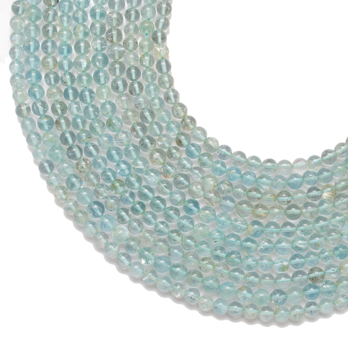 Premium Natural Aquamarine Beads – 6-6.5mm Round – 15" Strand for Jewelry Designers