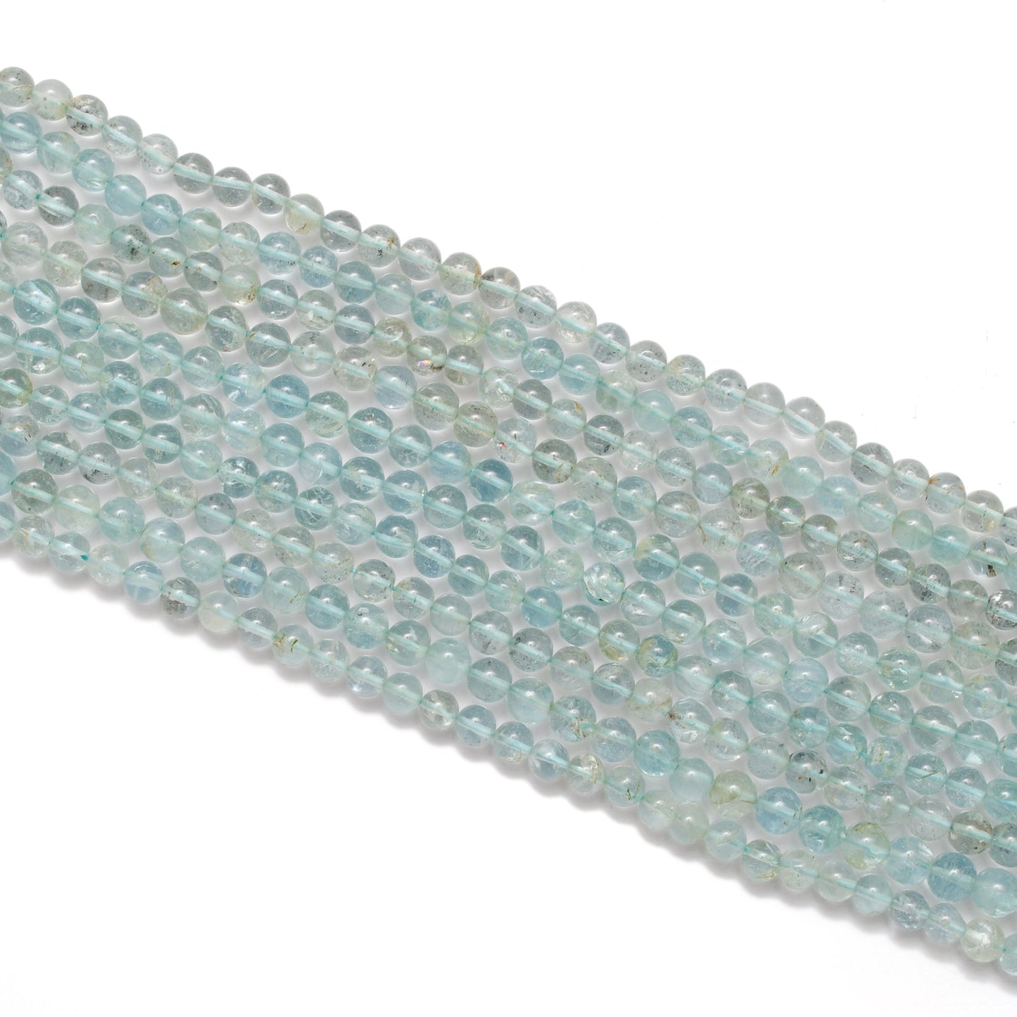 Premium Natural Aquamarine Beads – 6-6.5mm Round – 15" Strand for Jewelry Designers