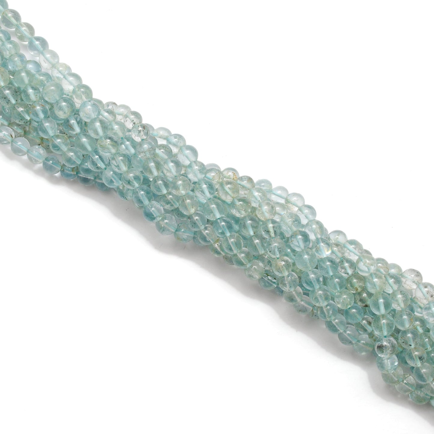Premium Natural Aquamarine Beads – 6-6.5mm Round – 15" Strand for Jewelry Designers