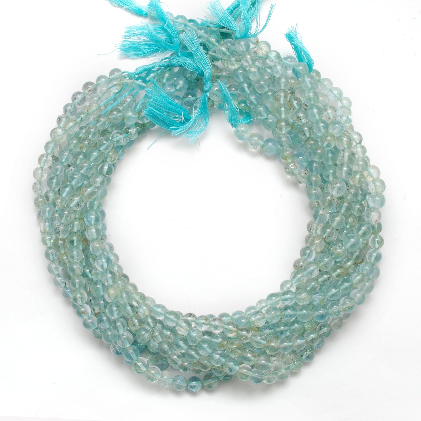 Premium Natural Aquamarine Beads – 6-6.5mm Round – 15" Strand for Jewelry Designers