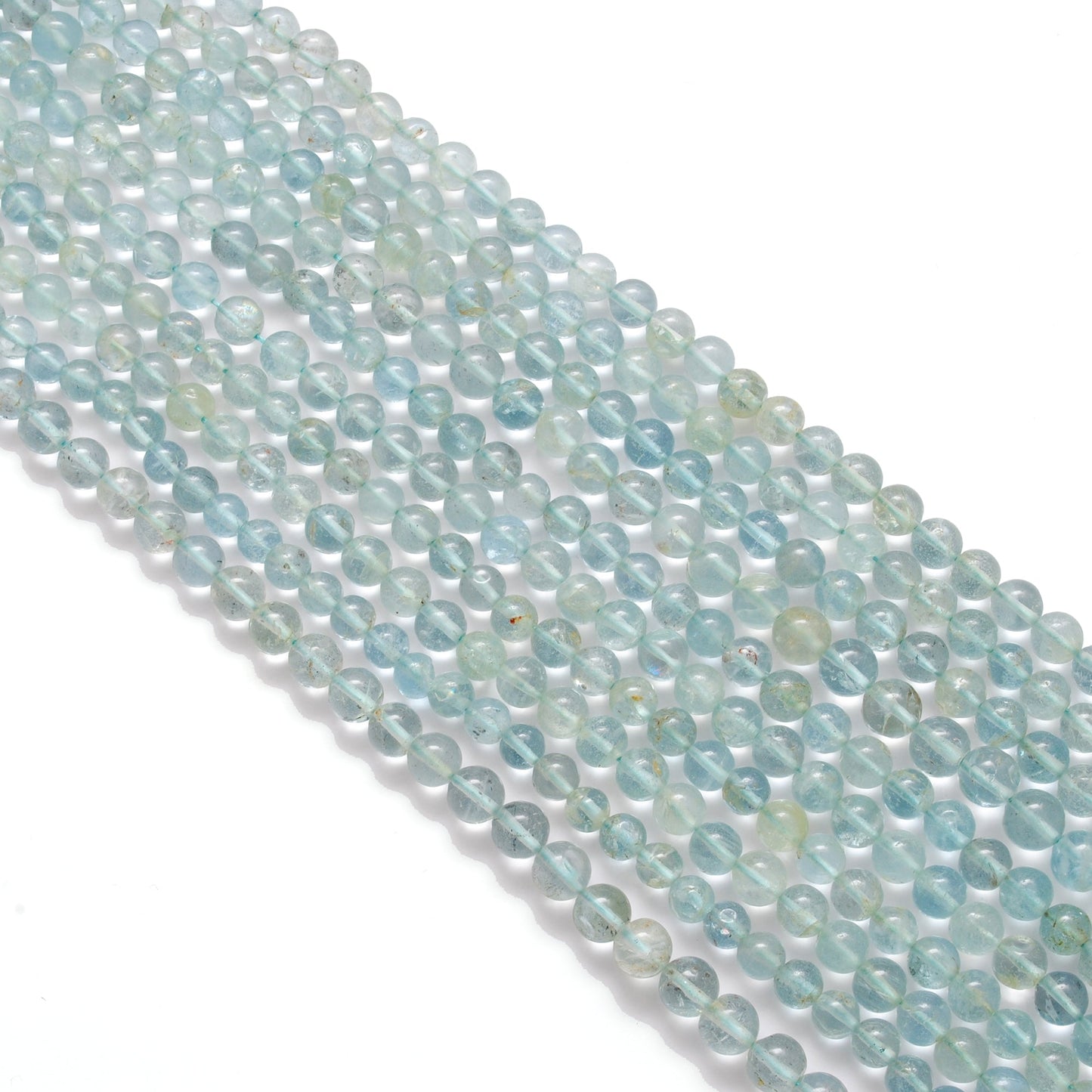 Premium Natural Aquamarine Beads – 6-6.5mm Round – 15" Strand for Jewelry Designers