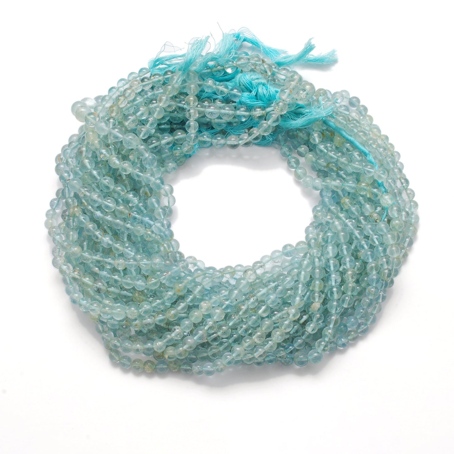 Premium Natural Aquamarine Beads – 6-6.5mm Round – 15" Strand for Jewelry Designers
