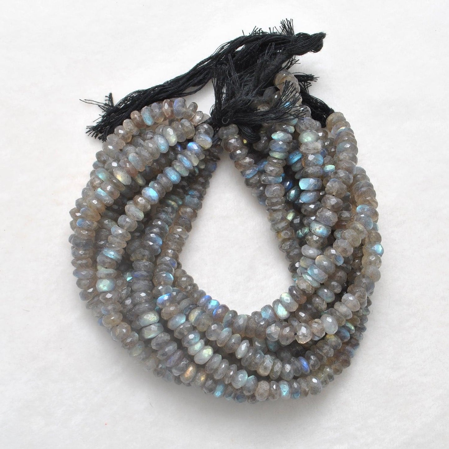 Natural Fire Labradorite Rondelle Gemstone Beads 10.5 inch Strand