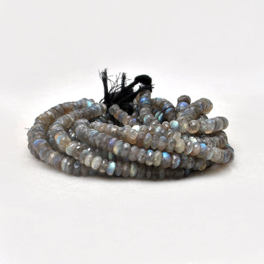Natural Fire Labradorite Rondelle Gemstone Beads 10.5 inch Strand - view 3
