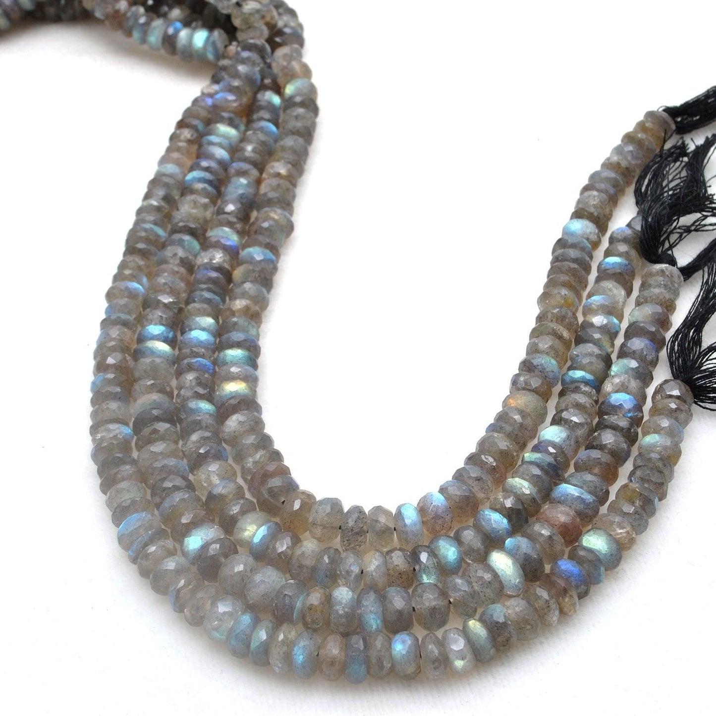 Natural Fire Labradorite Rondelle Gemstone Beads 10.5 inch Strand