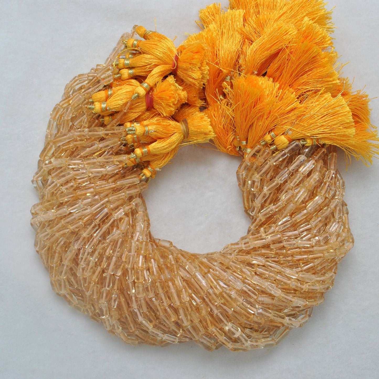 Natural Citrine Tube Shape Gemstone Beads 16 inch Strand