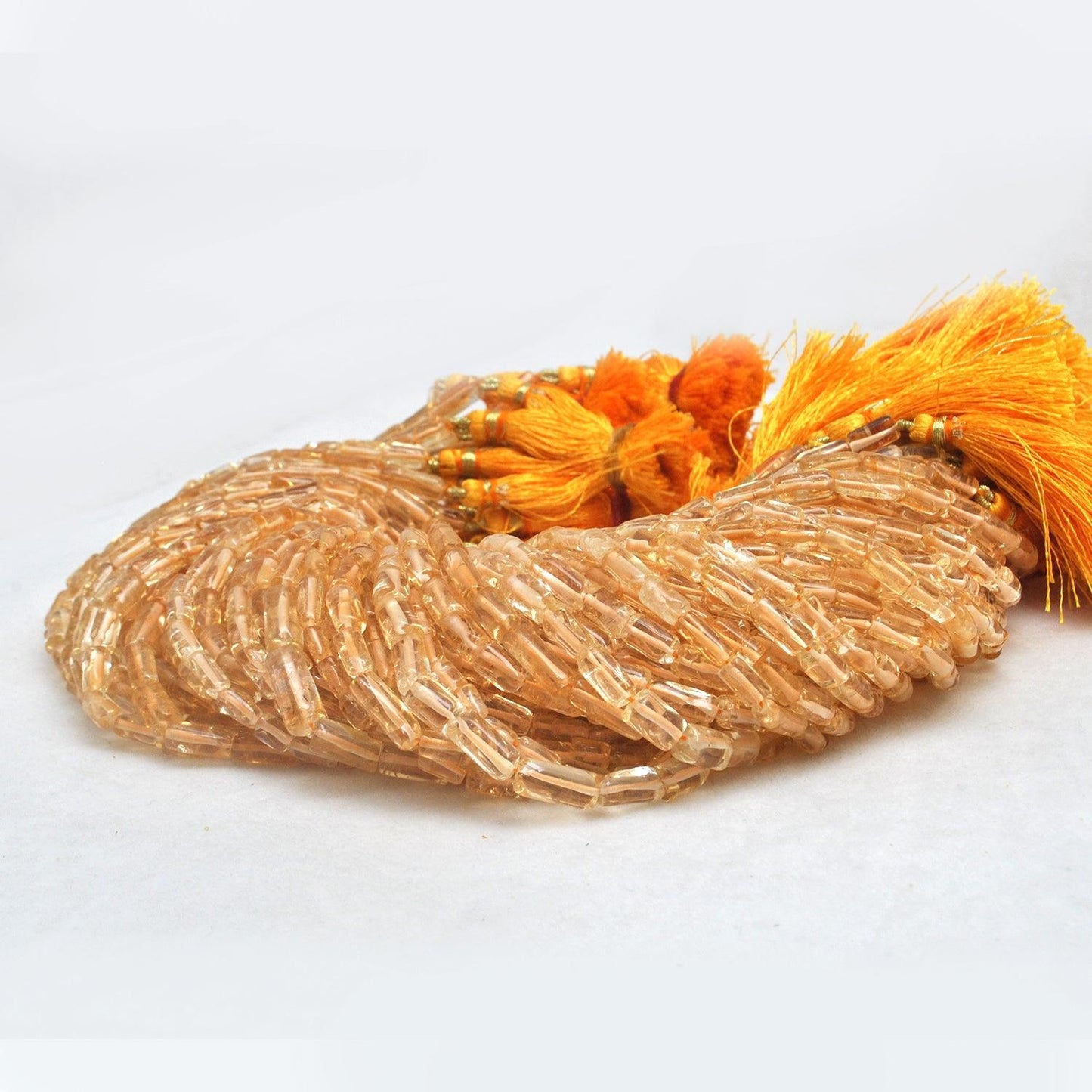 Natural Citrine Tube Shape Gemstone Beads 16 inch Strand