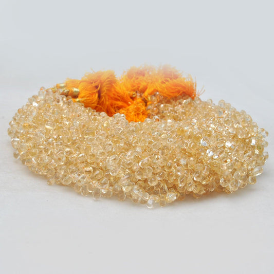 Natural Citrine Plain Teardrop Shape Gemstone 16 inch Strand - view 3