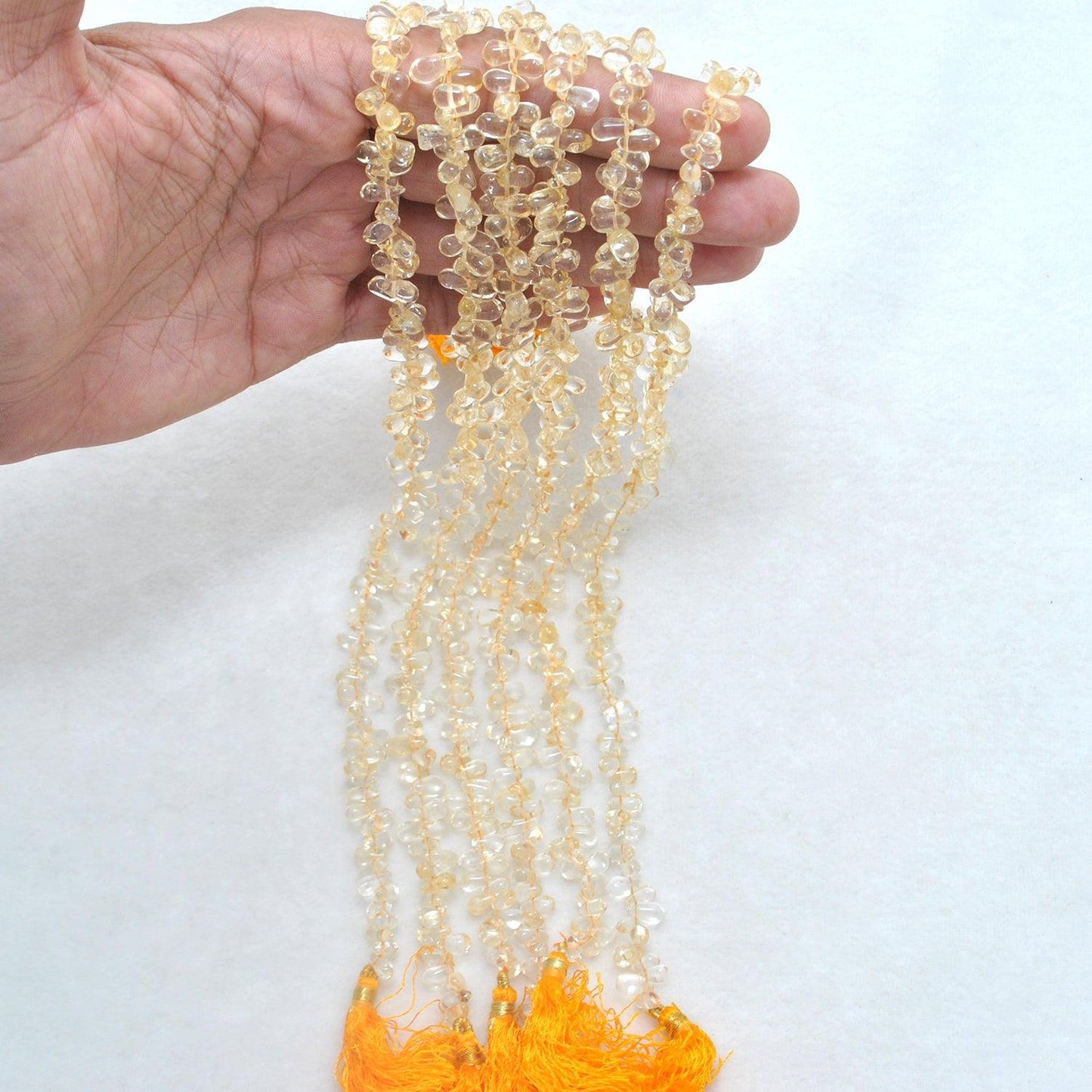 Natural Citrine Plain Teardrop Shape Gemstone 16 inch Strand