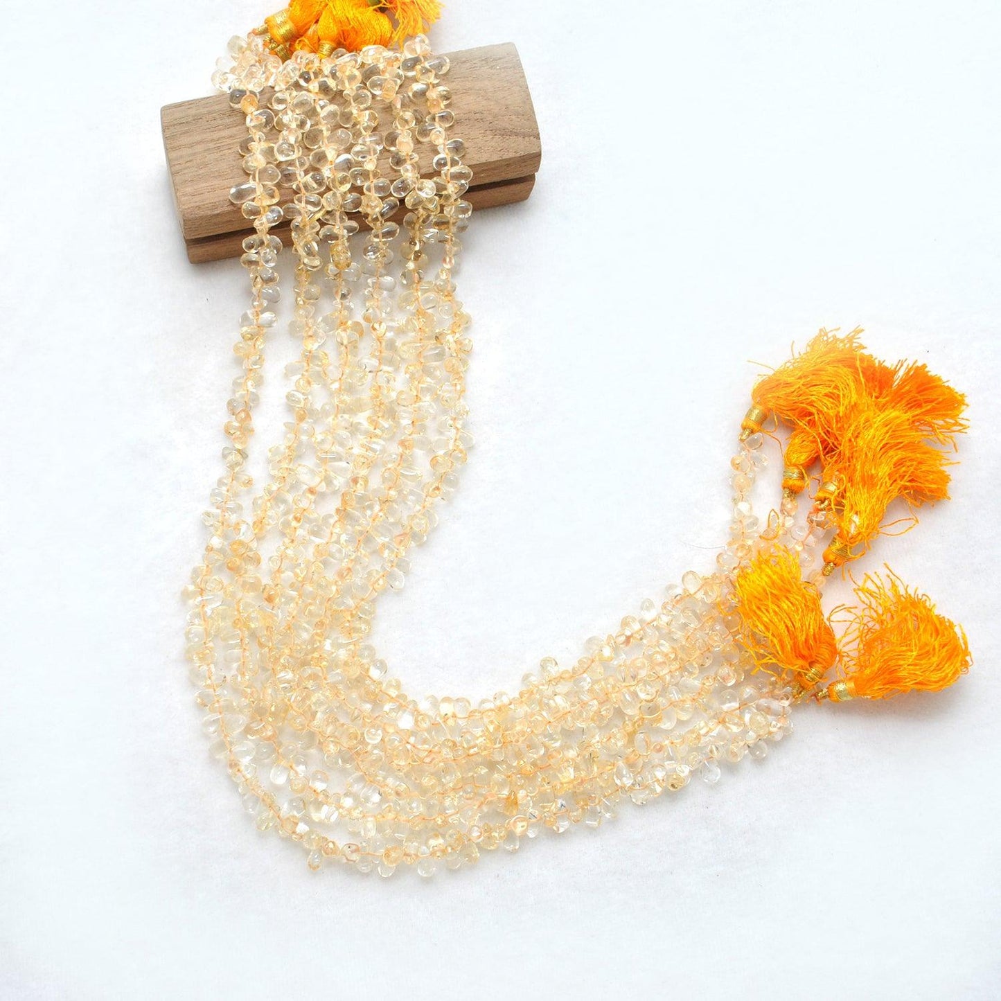 Natural Citrine Plain Teardrop Shape Gemstone 16 inch Strand