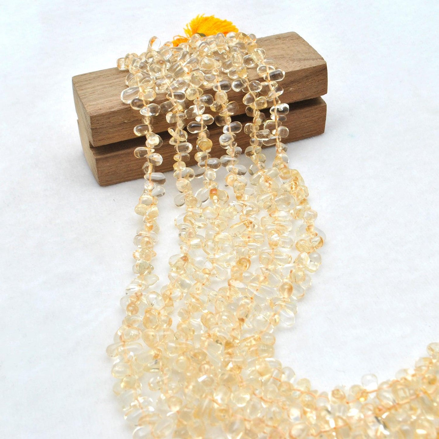 Natural Citrine Plain Teardrop Shape Gemstone 16 inch Strand