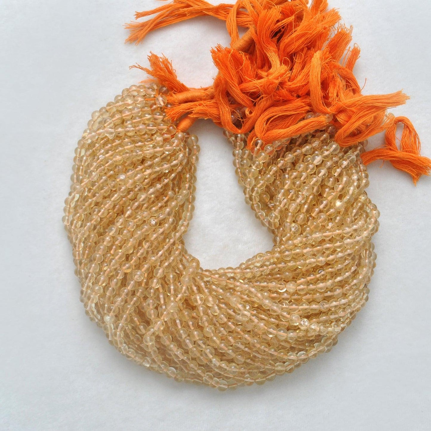 Natural Citrine Plain Round Shape Gemstone 13.5 inch Strand