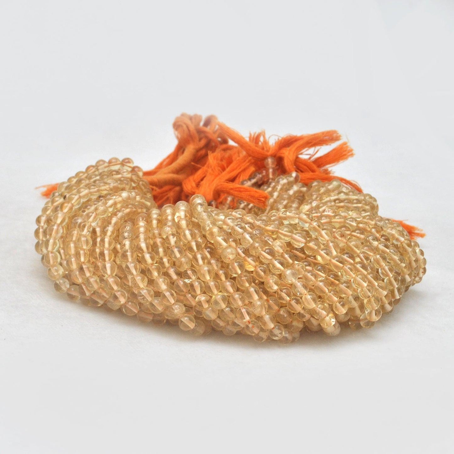 Natural Citrine Plain Round Shape Gemstone 13.5 inch Strand