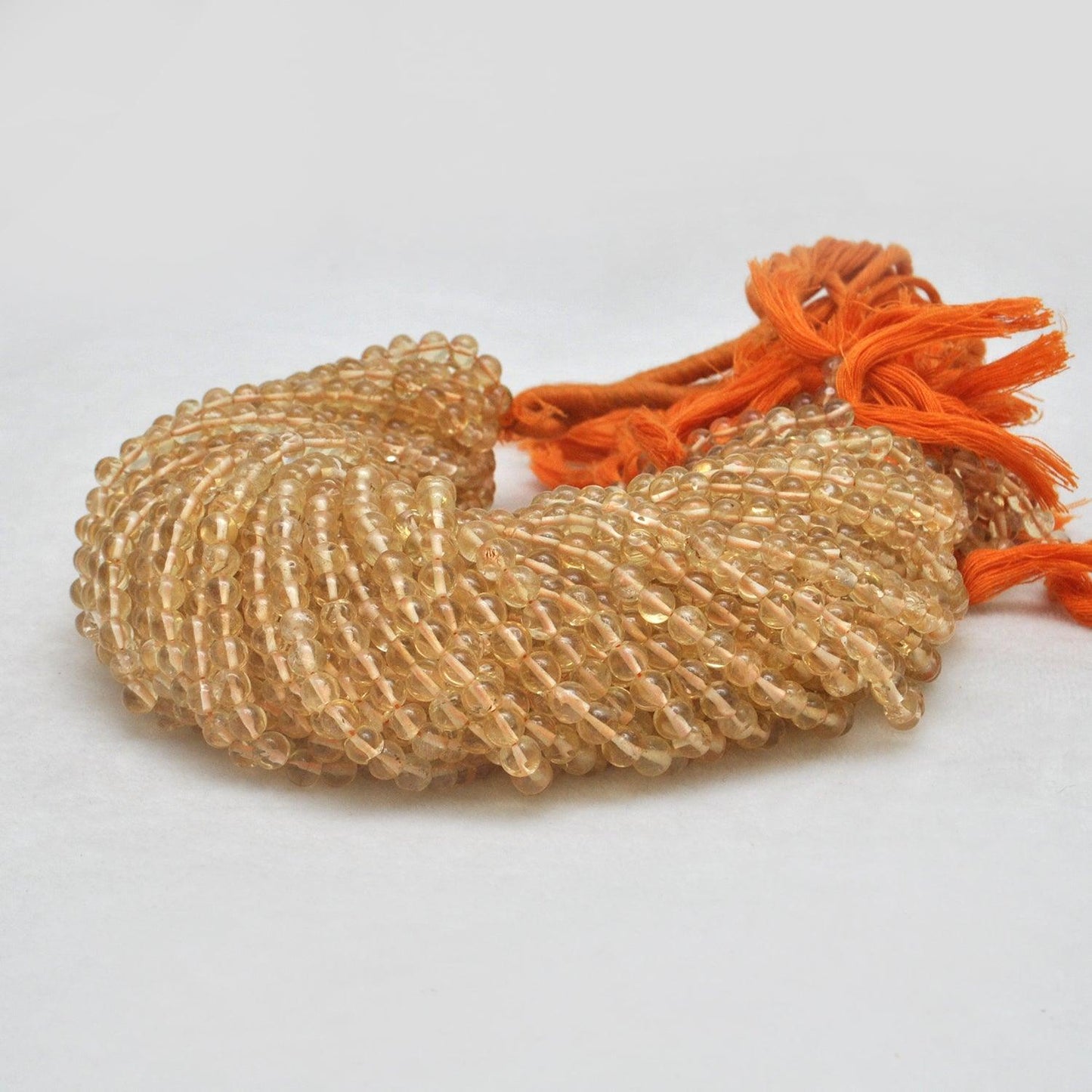 Natural Citrine Plain Round Shape Gemstone 13.5 inch Strand