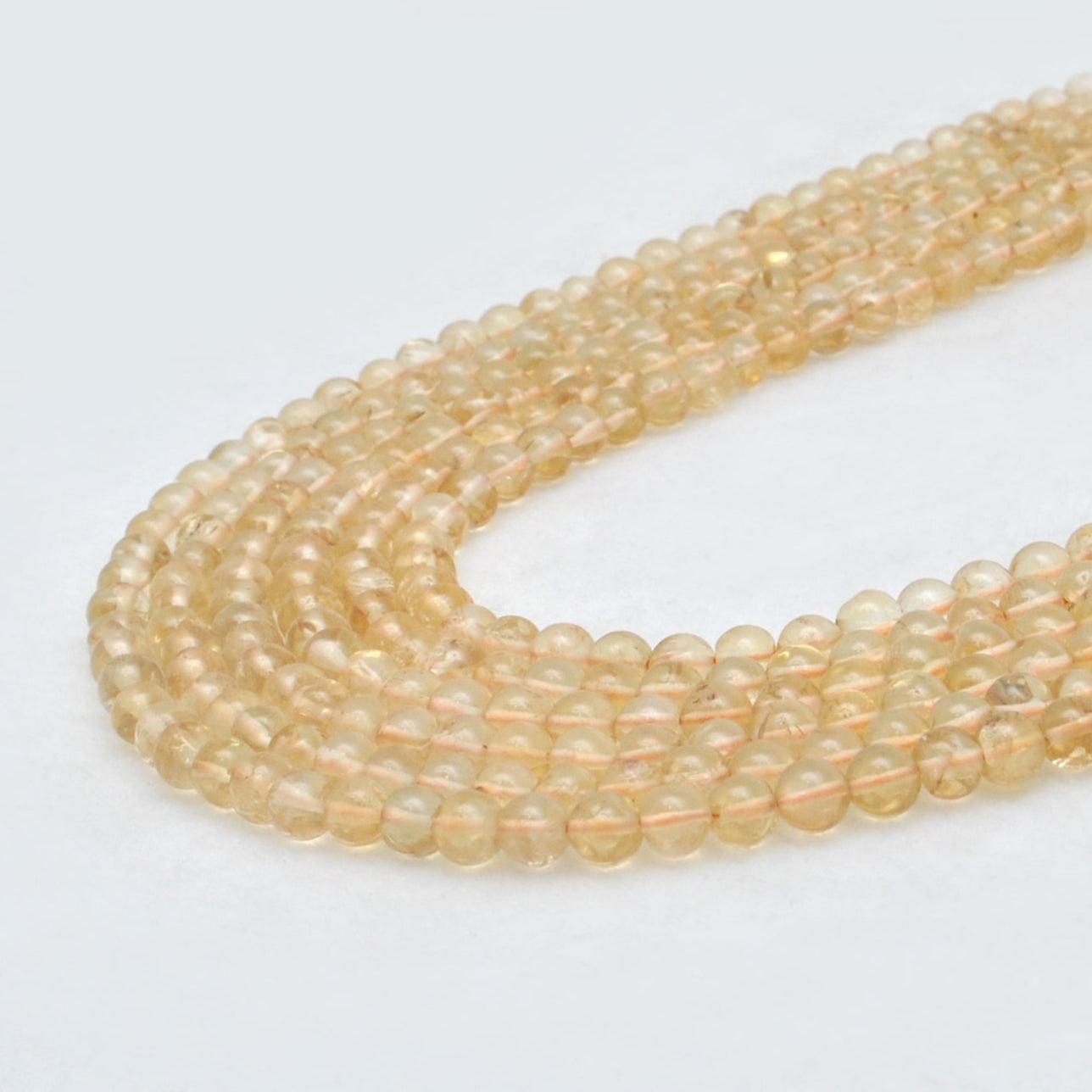 Natural Citrine Plain Round Shape Gemstone 13.5 inch Strand