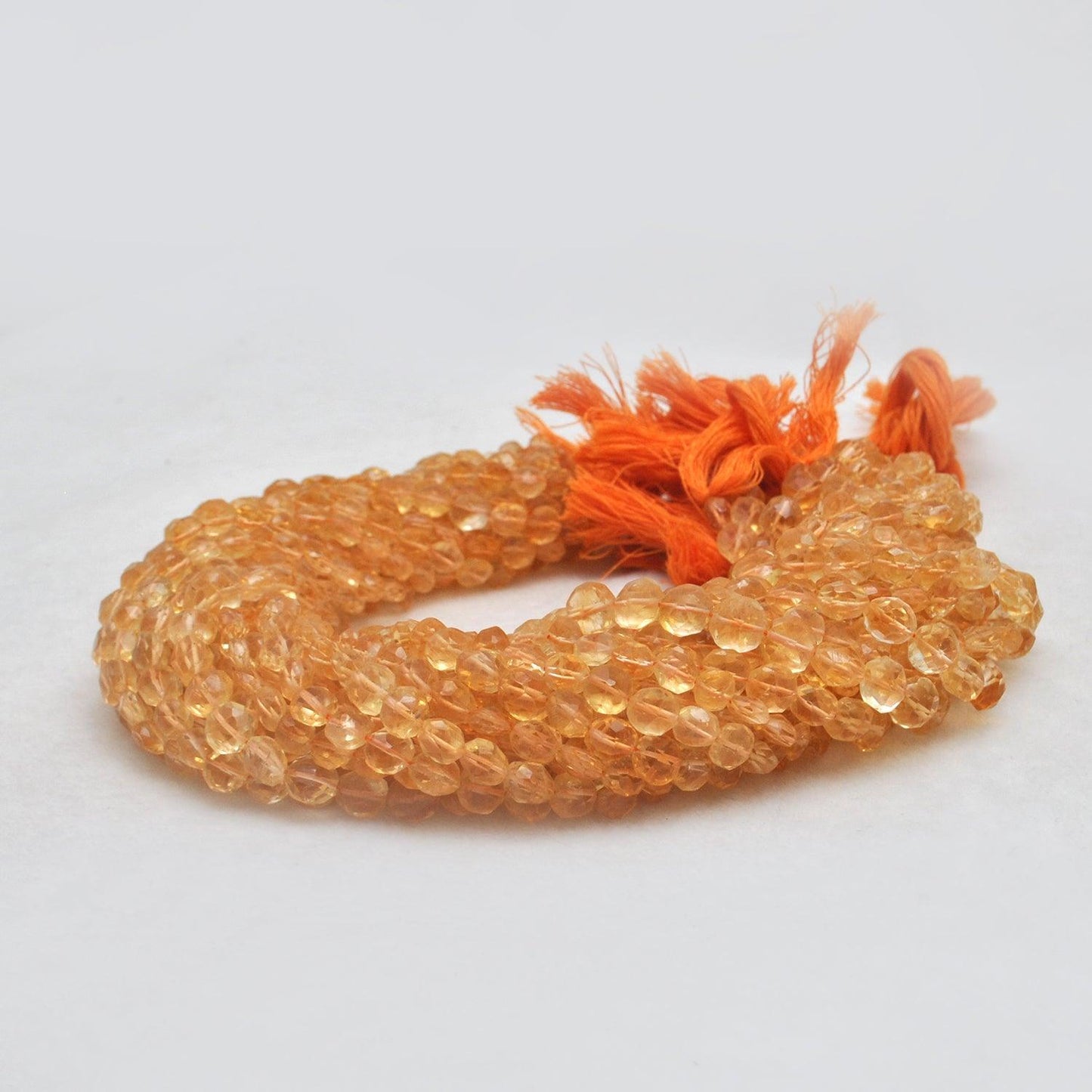 Natural Citrine Faceted Coin Shape Gemstone 14 inch Strand