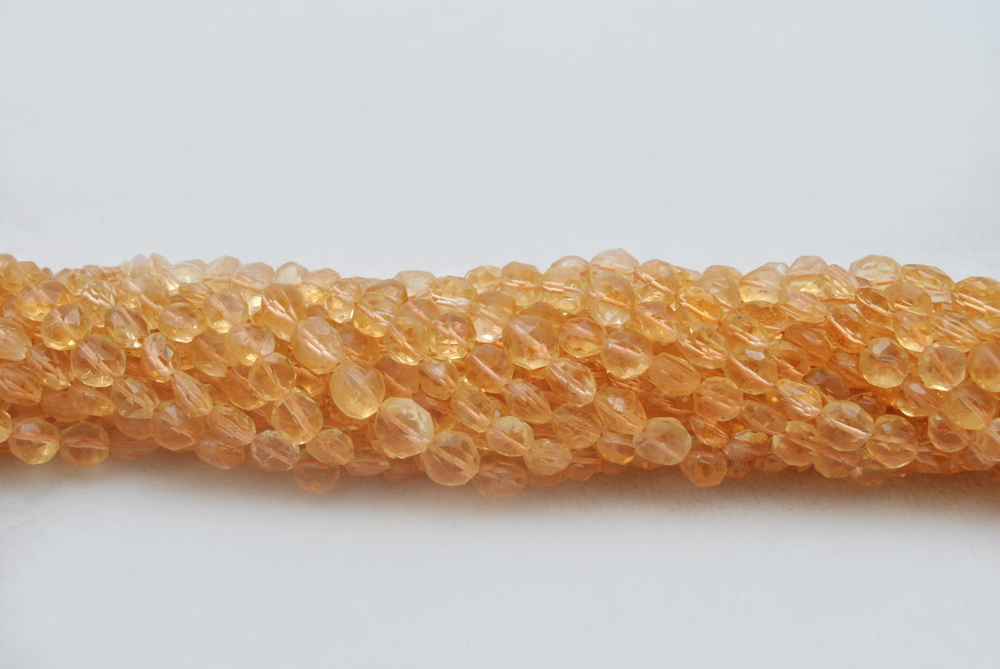 Natural Citrine Faceted Coin Shape Gemstone 14 inch Strand