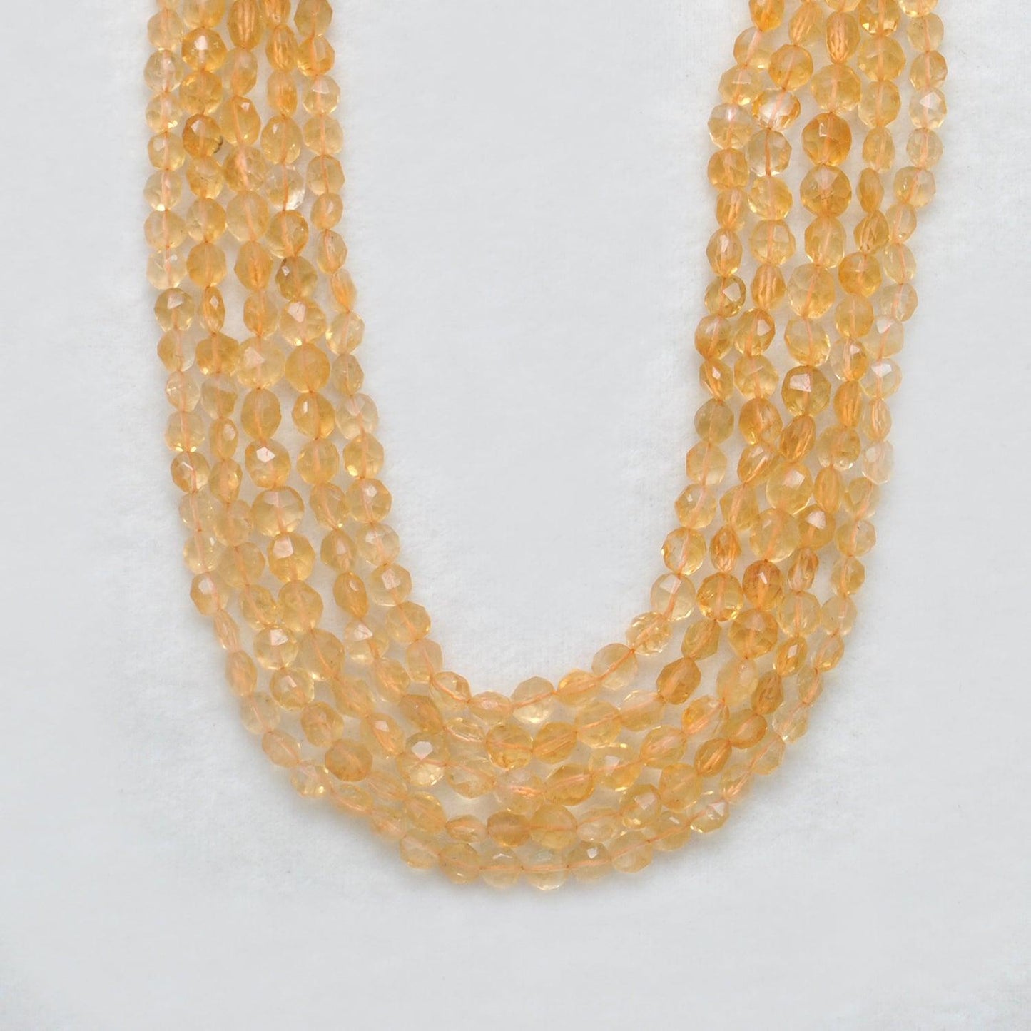 Natural Citrine Faceted Coin Shape Gemstone 14 inch Strand