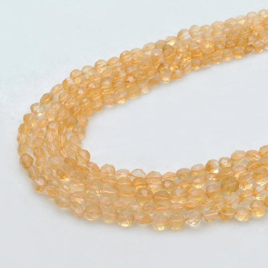 Natural Citrine Faceted Coin Shape Gemstone 14 inch Strand