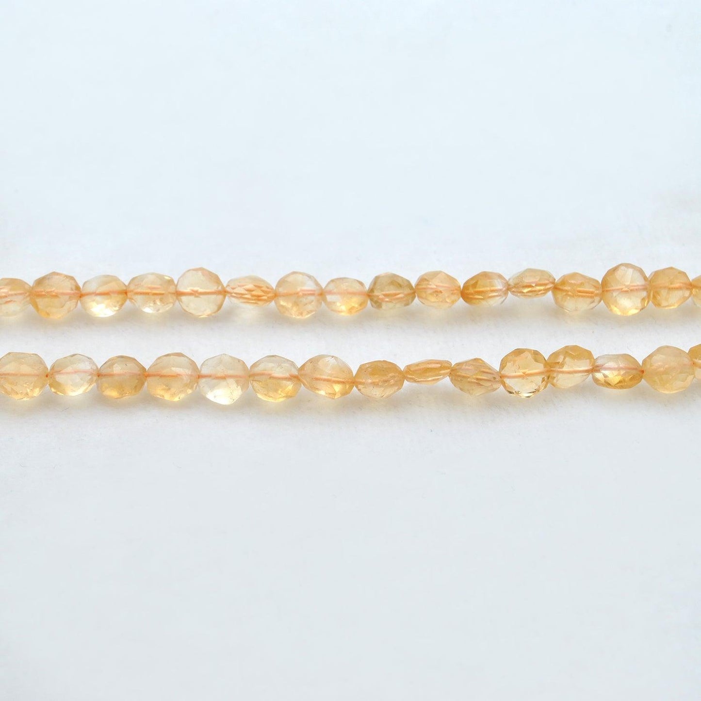 Natural Citrine Faceted Coin Shape Gemstone 14 inch Strand