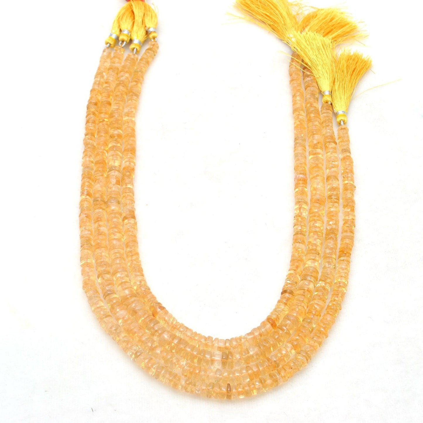 Natural Citrine Plain Tyre Shape Gemstone 16" Strand