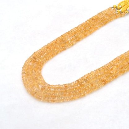 Natural Citrine Plain Tyre Shape Gemstone 16" Strand