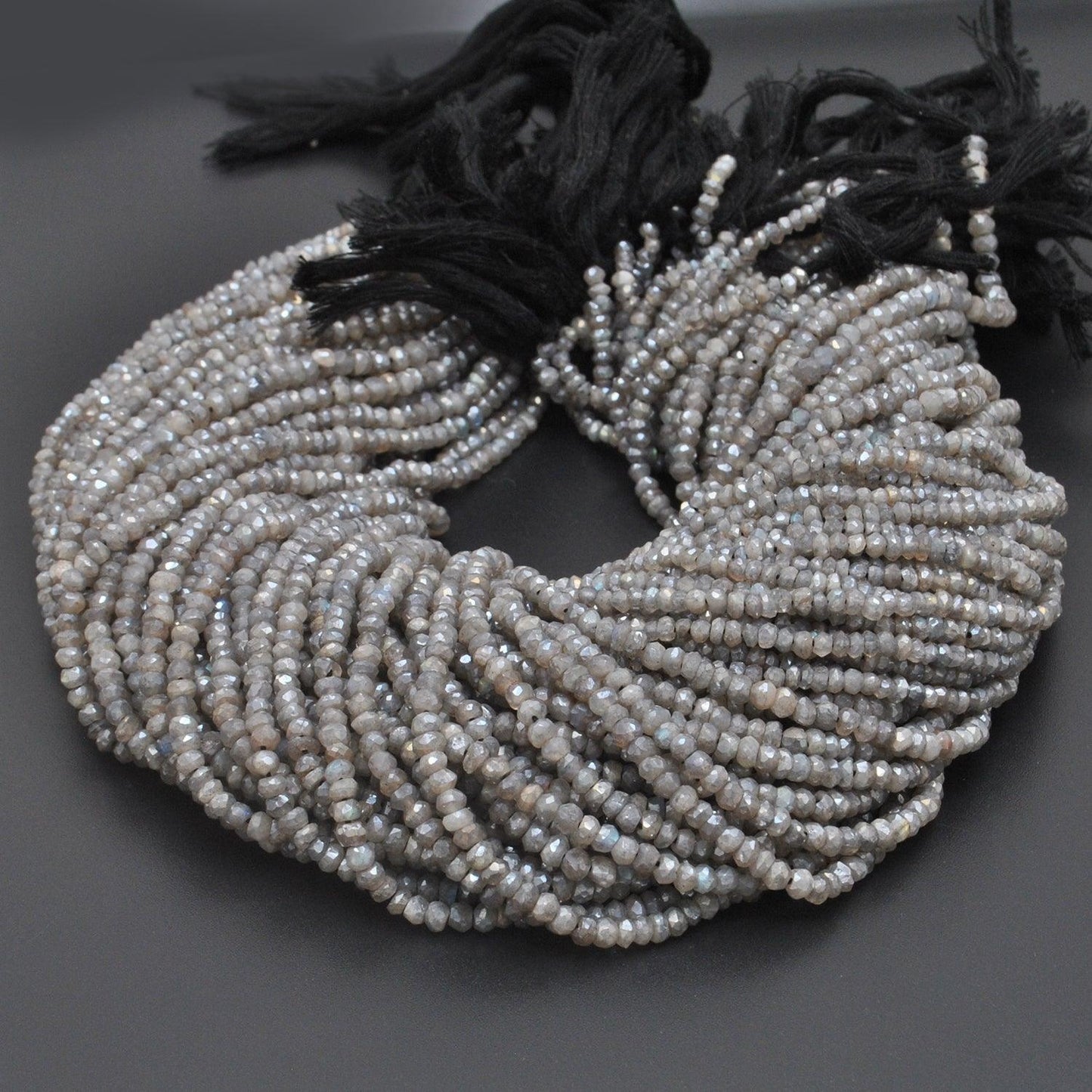 Labradorite Rondelle faceted Gemstone 13 inch Strand