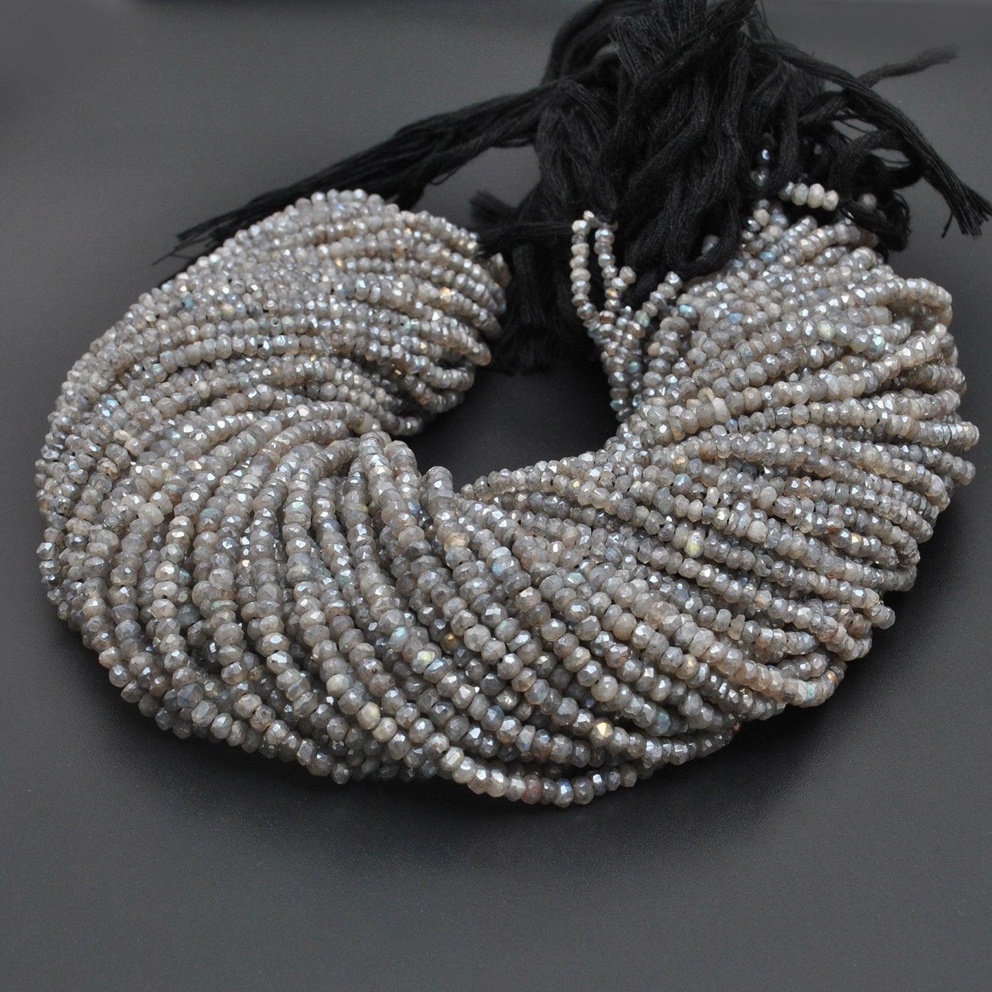 Labradorite Rondelle faceted Gemstone 13 inch Strand