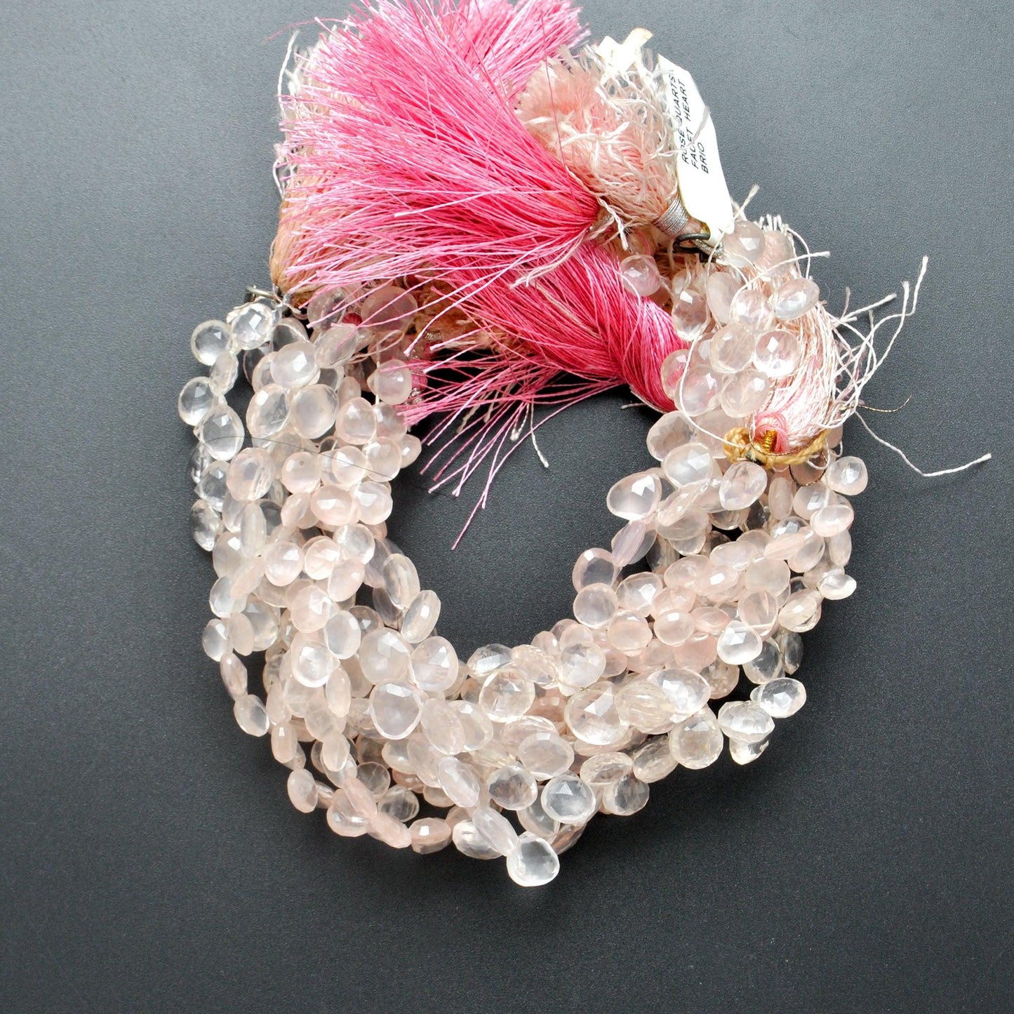 Rose Quartz Faceted Heart Shape Gemstone 8mm Strand 10" Strand