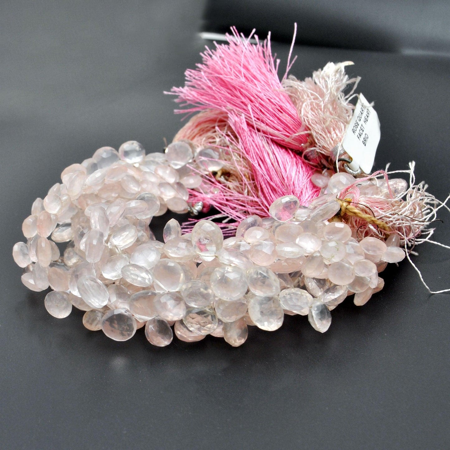 Rose Quartz Faceted Heart Shape Gemstone 8mm Strand 10" Strand