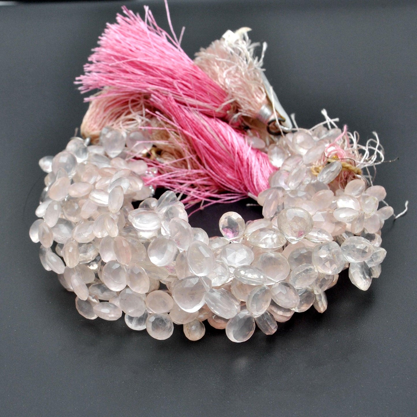 Rose Quartz Faceted Heart Shape Gemstone 8mm Strand 10" Strand