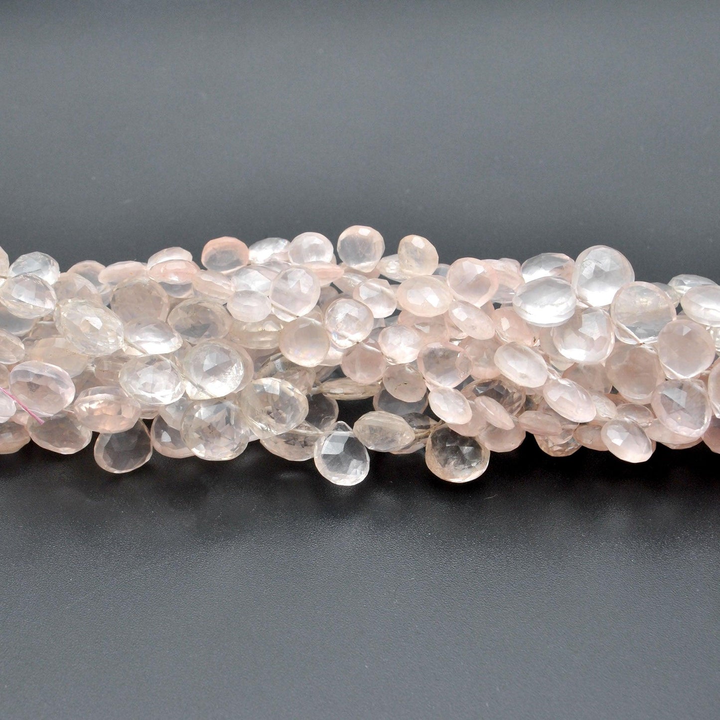 Rose Quartz Faceted Heart Shape Gemstone 8mm Strand 10" Strand