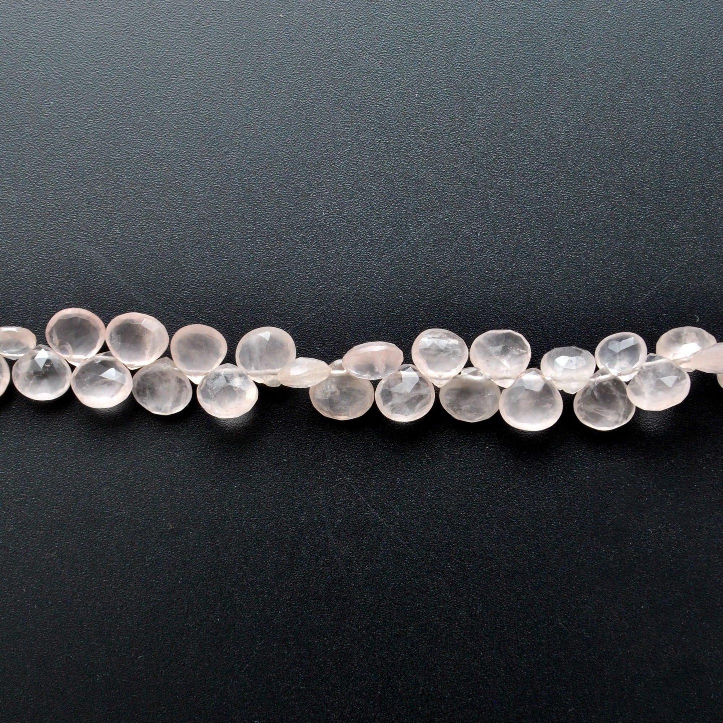 Rose Quartz Faceted Heart Shape Gemstone 8mm Strand 10" Strand
