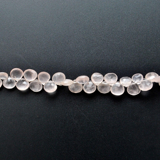 Rose Quartz Faceted Heart Shape Gemstone 8mm Strand 10" Strand